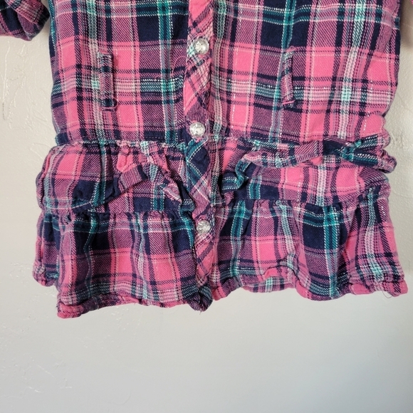 Pogo Club of NY Toddler Girl 3T Pink Plaid Quarter Sleeve Ruffle Hem Metallic - Picture 3 of 6